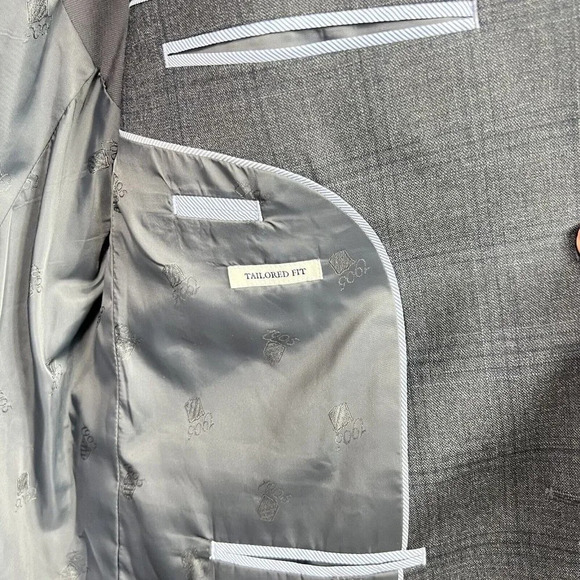 Jos A Bank 1905 46R Blazer brrr comfort Gray Plaid Wool Blend Tailored Fit - Picture 7 of 8